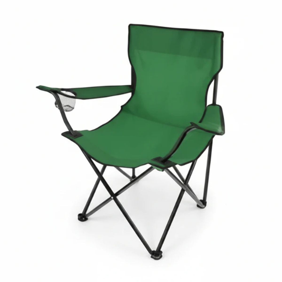 GENERICO - Silla Plegable Verde con Porta Vaso + Bolsa  Camping y Playa