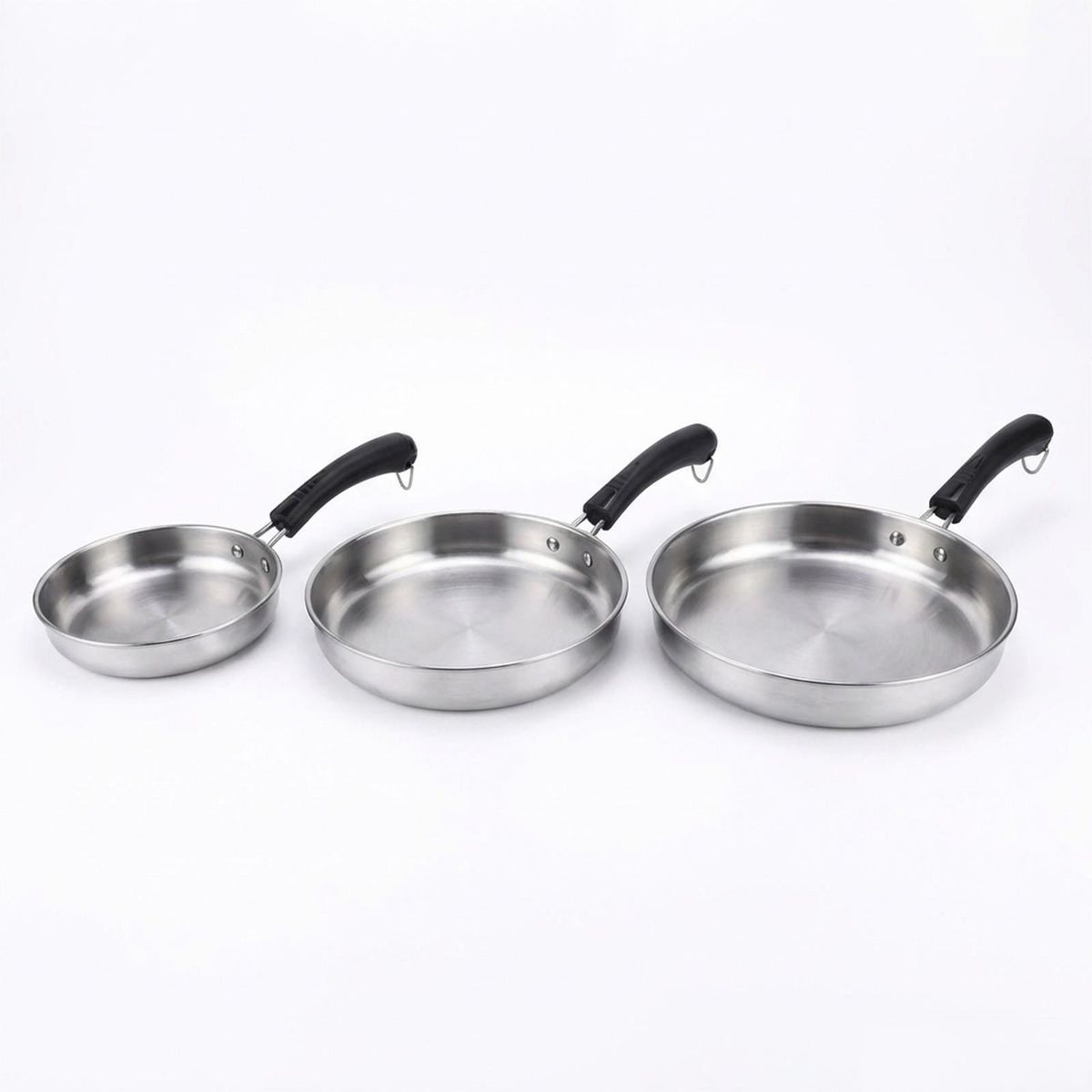 GENERICO - Juego de 3 Sartenes de Acero Inoxidable con Mango