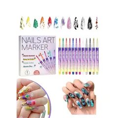 GENERICO - Set 12 Marcadores Nail Art Para Uñas - Diseños Profesionales en tus Manos