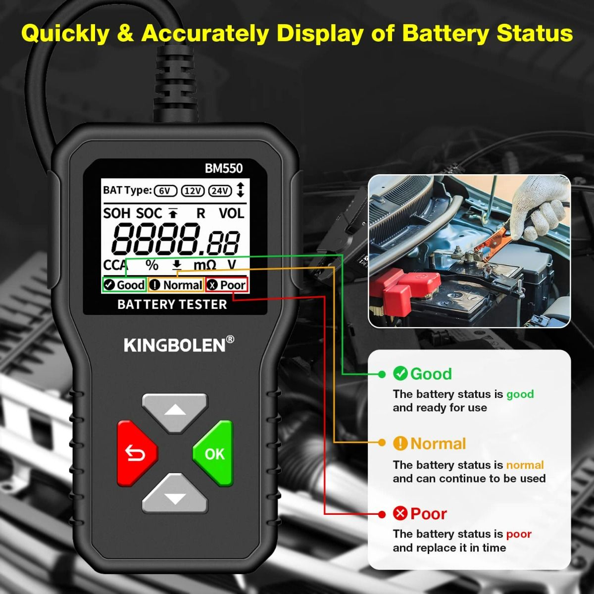 GENERICO - Probador Tester De Batería Automotriz Voltaje 6v12v24v 295011