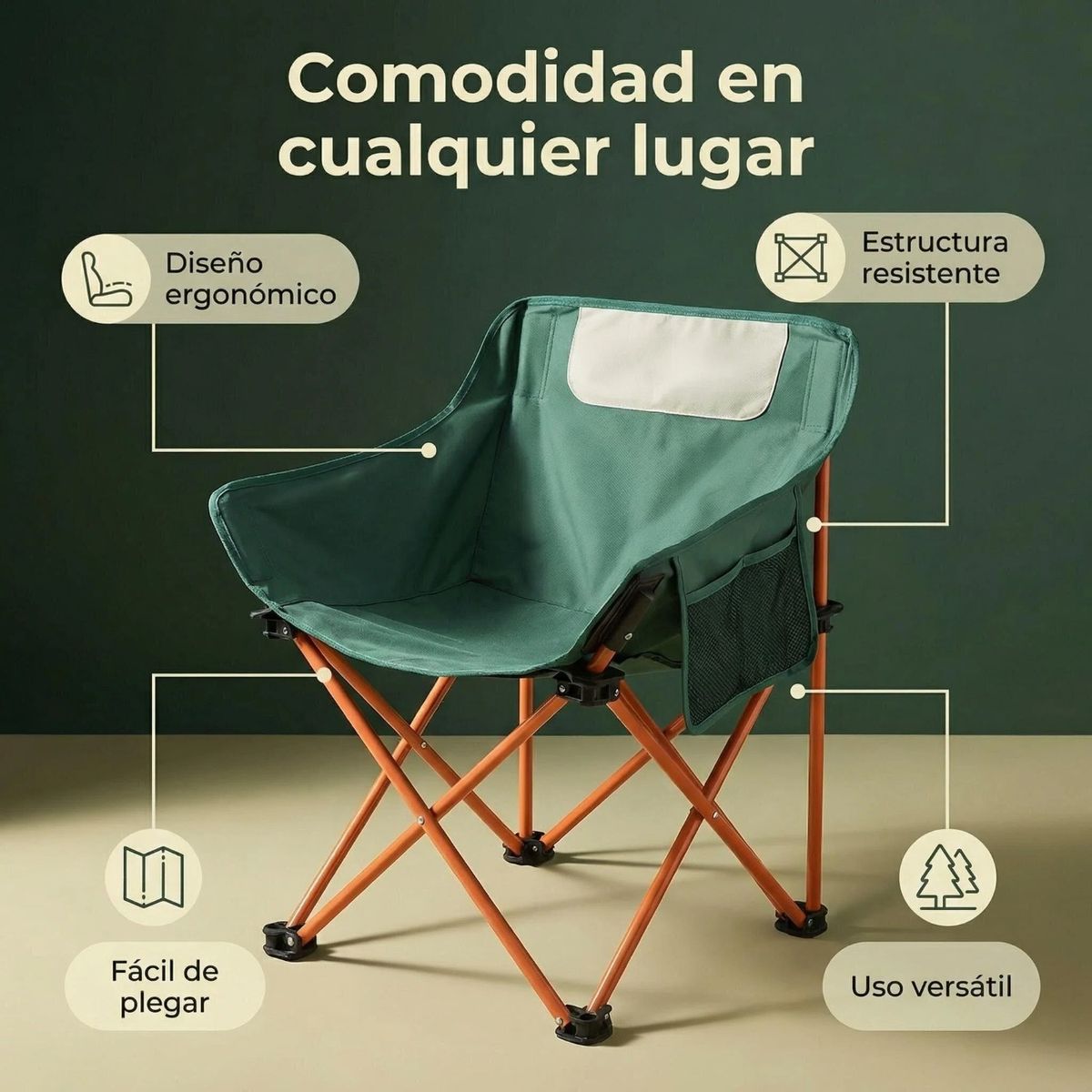 IDEEHOUSE - Silla Camping Pegable+ Bolso