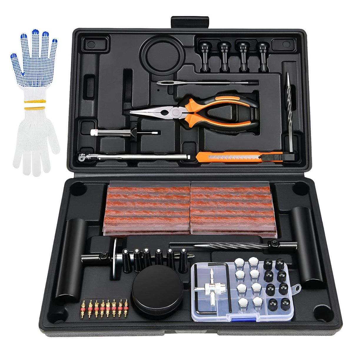 GENERICO - Kit 102 Pieza Reparación Pinchazos Neumático Emergencia Auto 213203