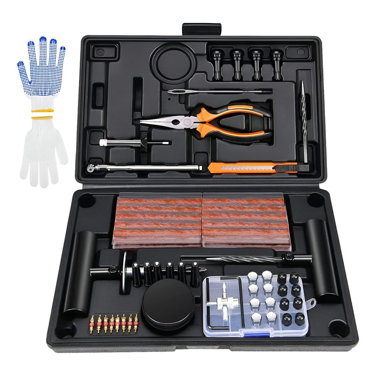 GENERICO - Kit 102 Pieza Reparación Pinchazos Neumático Emergencia Auto 213203