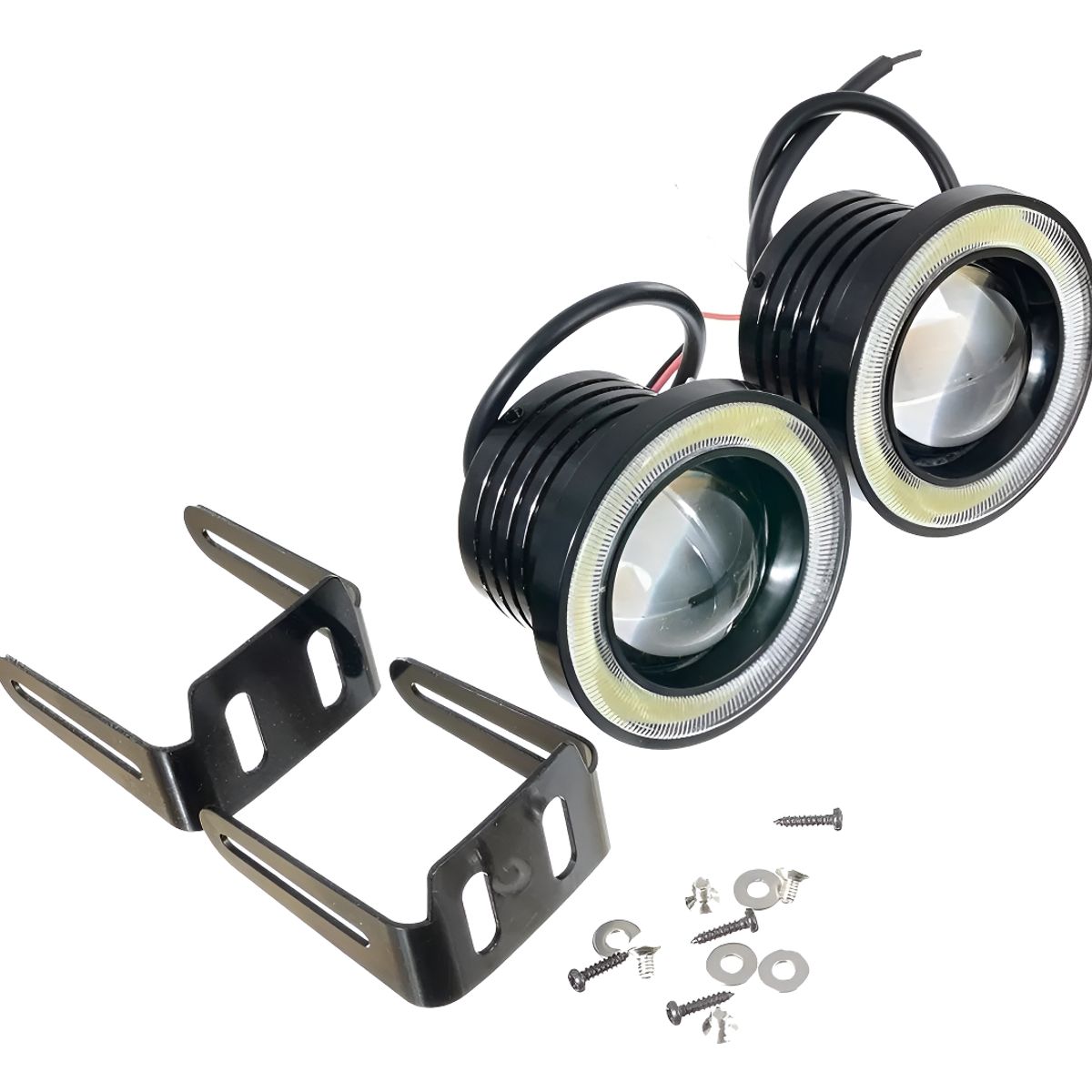 GENERICO - Par Focos Neblineros Led Ojos De Ángel 89mm Blanco + Blanco
