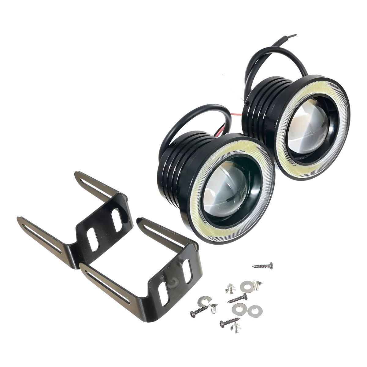 GENERICO - Par Focos Neblineros Led Ojos De Ángel 89mm Blanco + Blanco