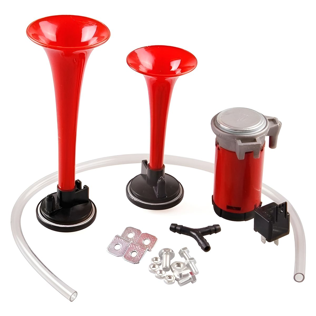 GENERICO - Kit Doble Bocina Eléctrica Trompeta Aire Comprimido Auto 12v 215186