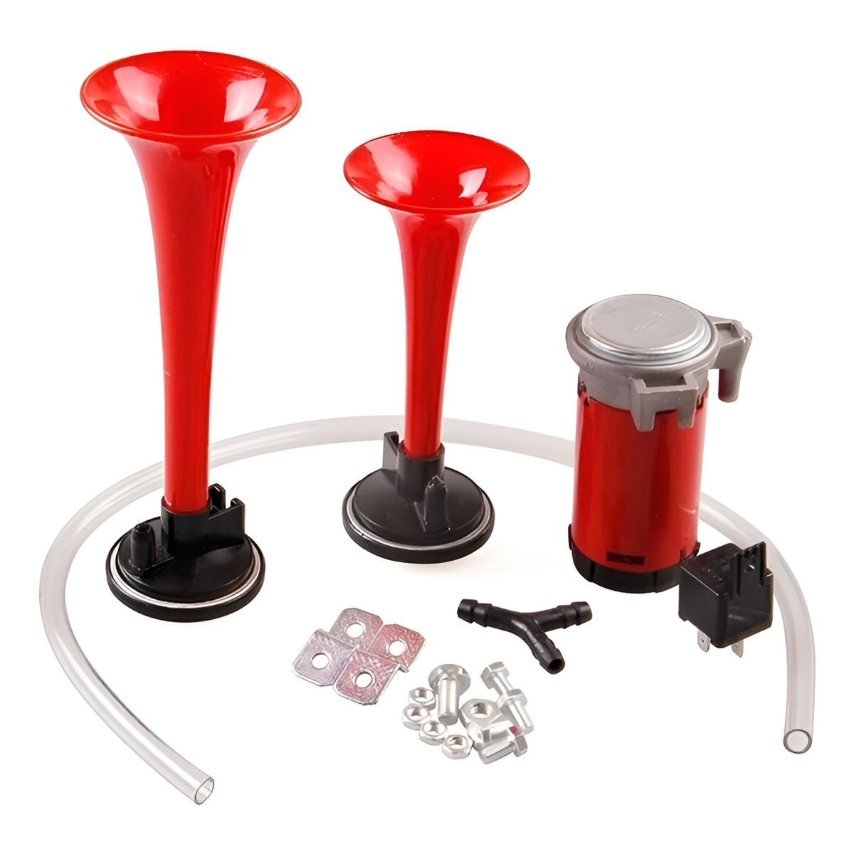 GENERICO - Kit Doble Bocina Eléctrica Trompeta Aire Comprimido Auto 12v 215186