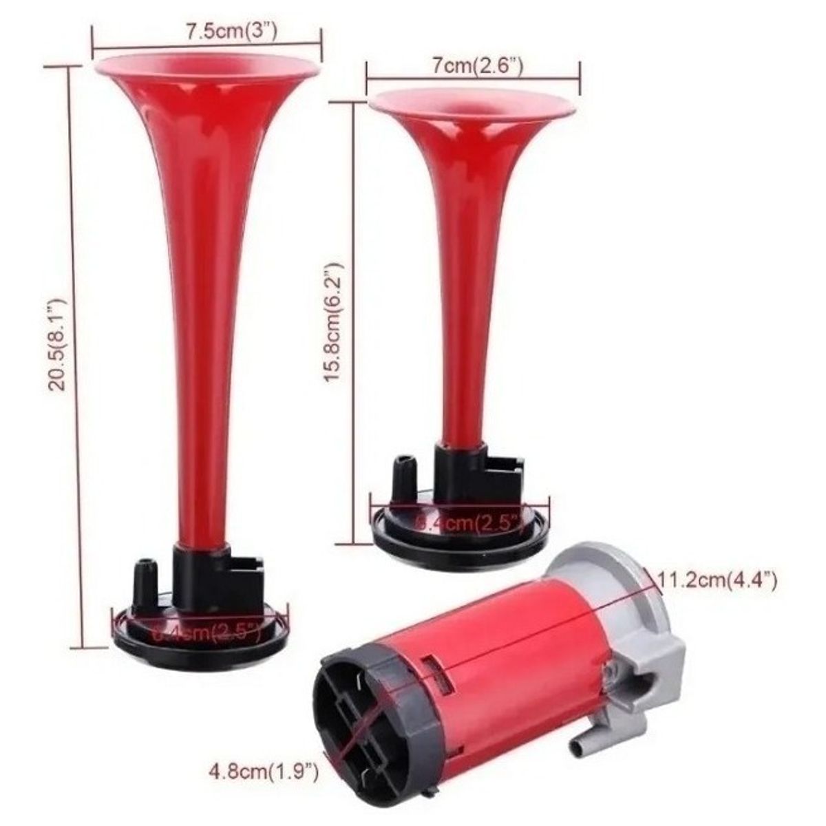 GENERICO - Kit Doble Bocina Eléctrica Trompeta Aire Comprimido Auto 12v 215186