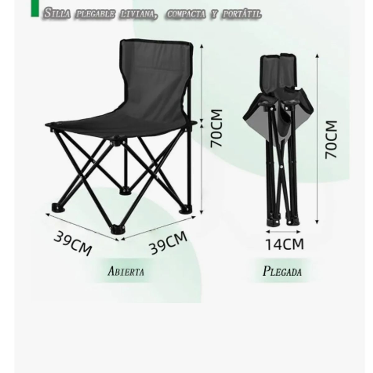 GENERICO - Silla Plegable Camping Silla Para Playa Picnic Pesca+bolso