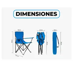 GENERICO - Silla Plegable Playa Exterior Camping Portátil 50x50x80 Cm