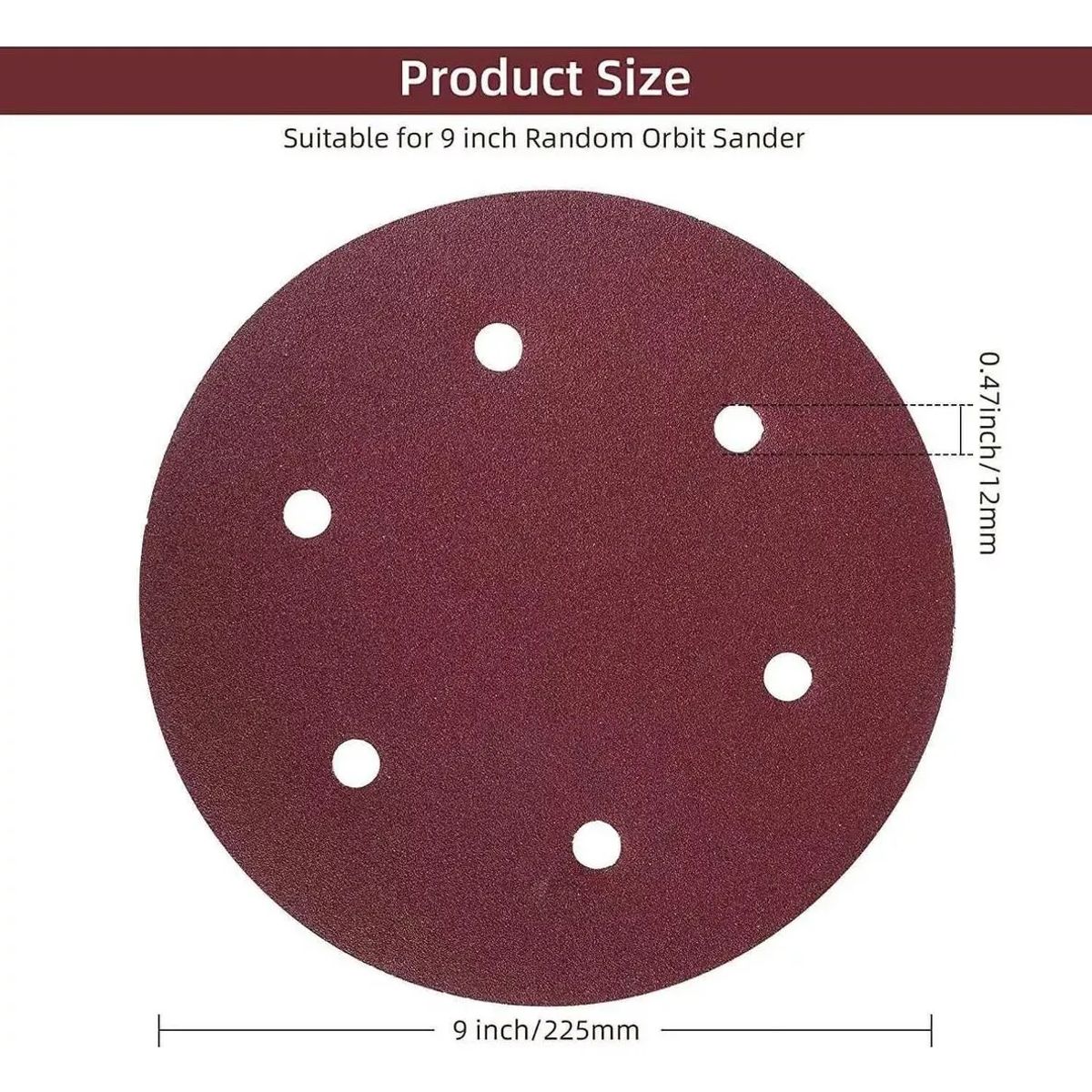 GENERICO - 10 Unidades Disco Lija Velcro 225mm Grano 120 , 9pulgadas 10