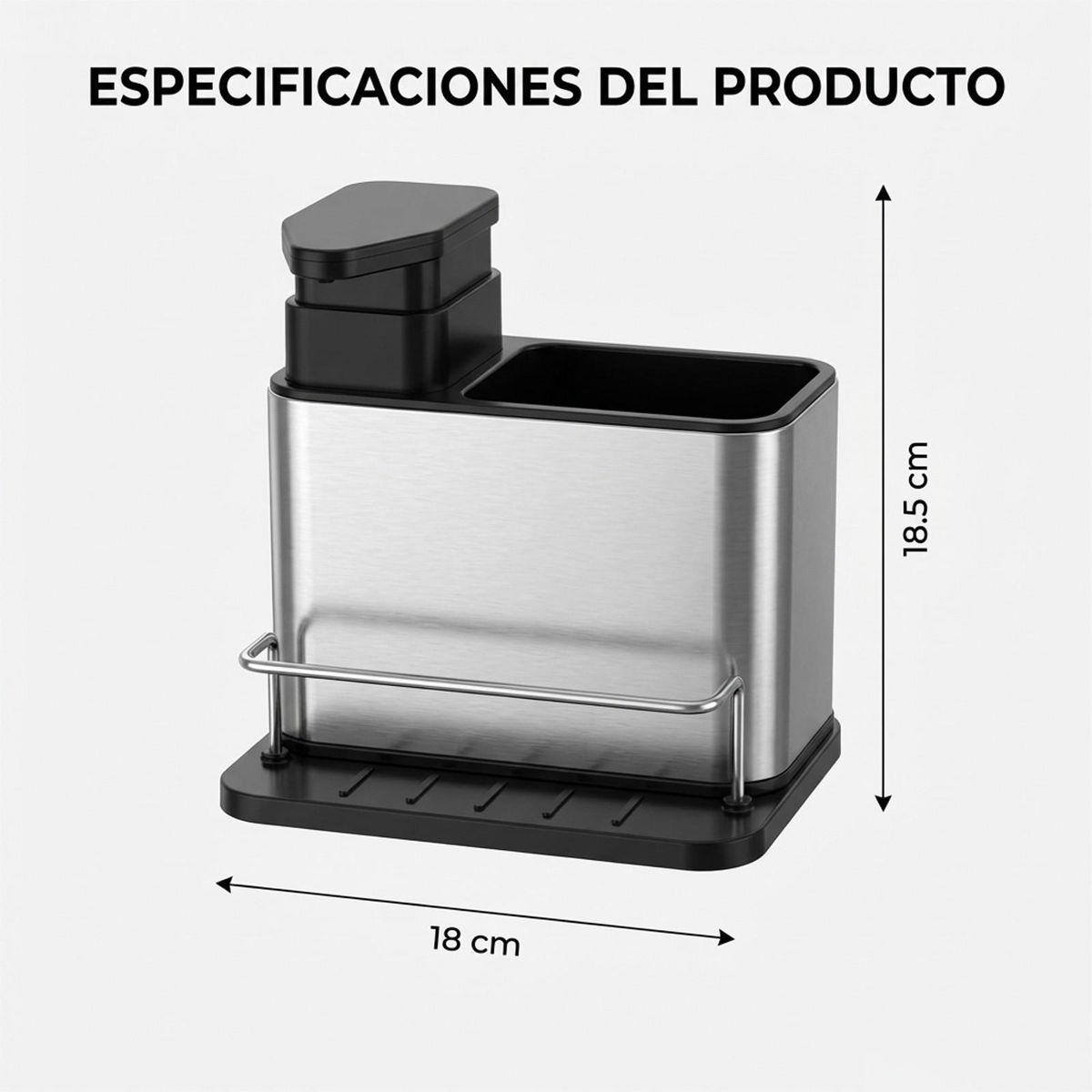 GENERICO - Organizador de Acero Inoxidable con Dispensador de Jabón