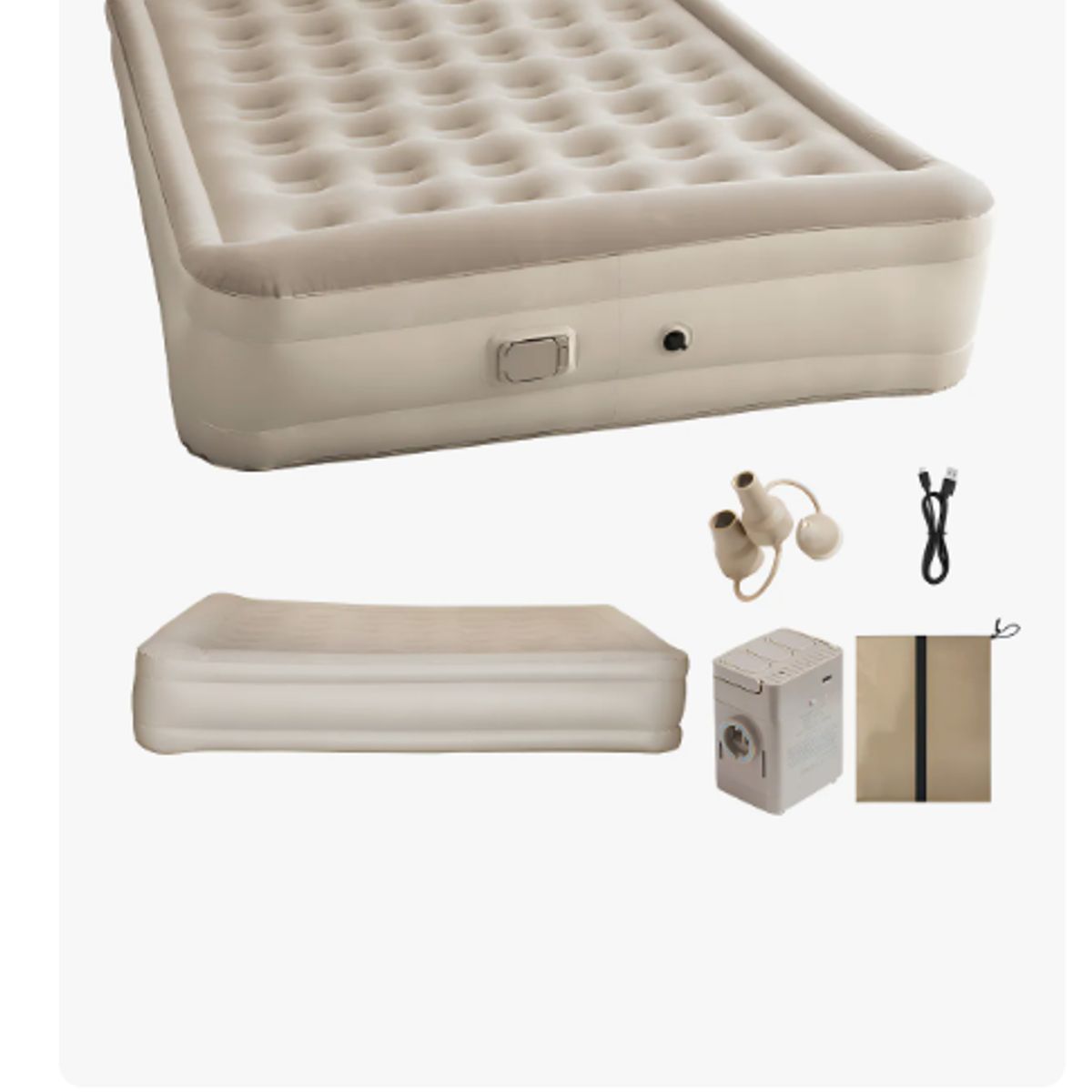 GENERICO - Colchón Inflable Eléctrico Automático 2 Plazas Queen Bomba Recargable Almohada Integrada