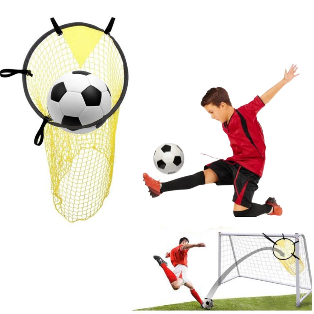 KUANGYE - Red Arco De Puntería Entrenamiento Portátil Portería Fútbol Para Mejorar La Precisión De Disparo