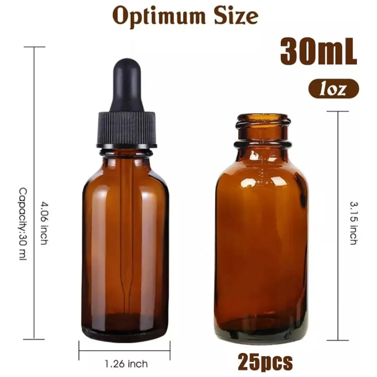 GENERICO - Pack 25 Frascos De Vidrio Con Gotario 30ml Ambar