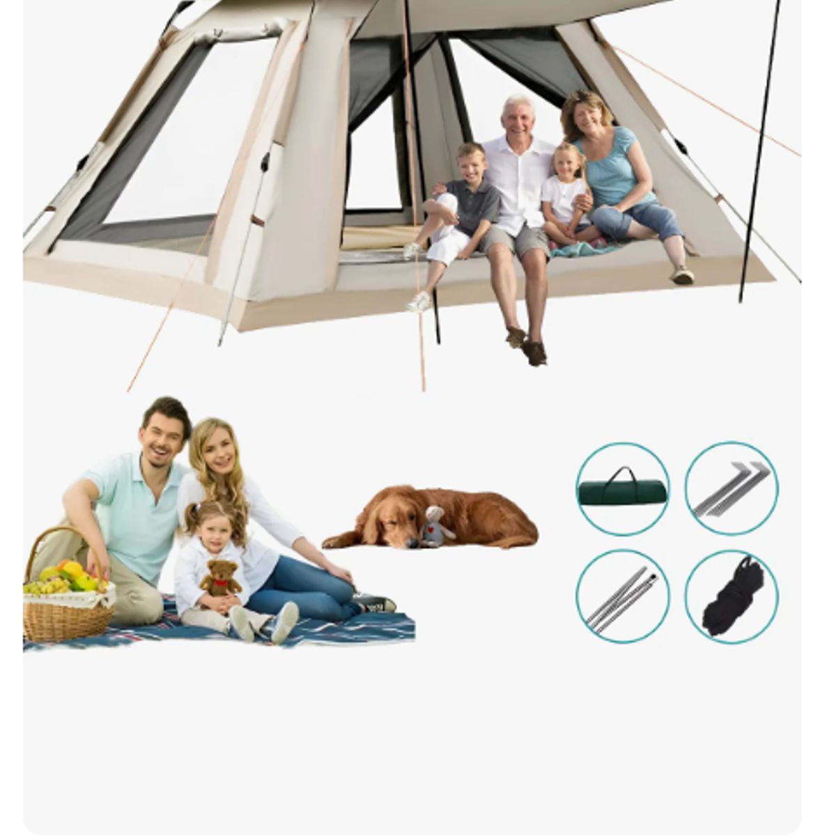 GENERICO - Tienda Campaña Carpa Instant Camping 4 Personas 210x210cm