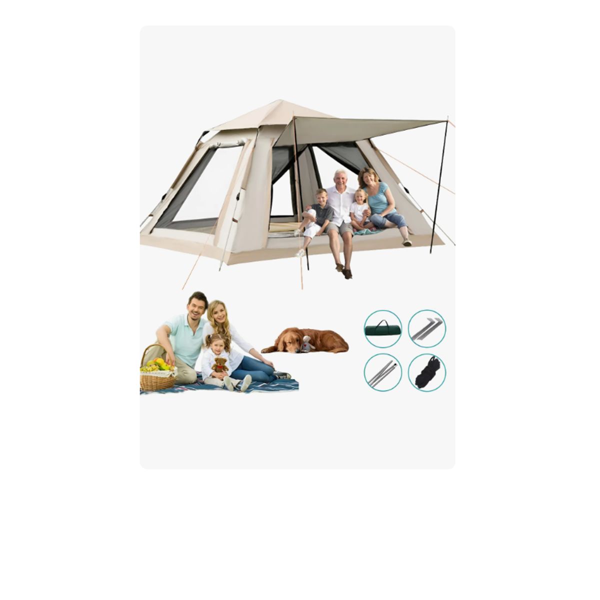 GENERICO - Tienda Campaña Carpa Instant Camping 4 Personas 210x210cm