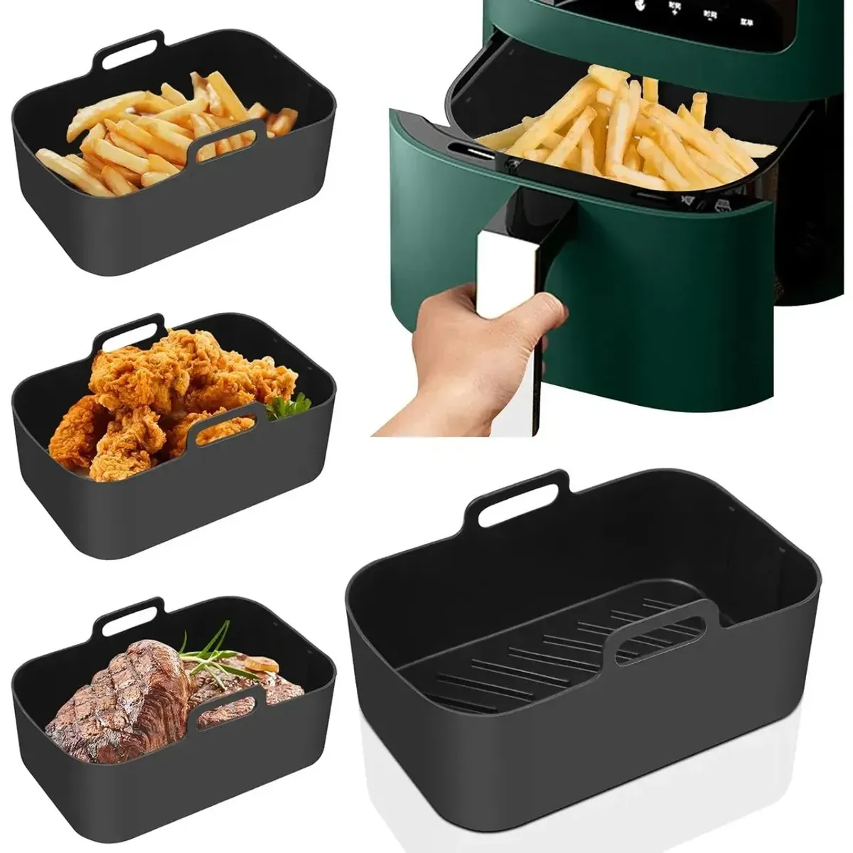 KUANGYE - Silicona Moldes Freidora De Aire Rectangular Air Fryer X Par