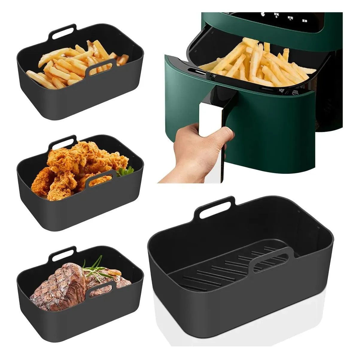 KUANGYE - Silicona Moldes Freidora De Aire Rectangular Air Fryer X Par