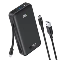 1 HORA - 1hora Power Bank Batería Portátil 20000mah Carga Rapida 22.5w Negro, Con Built In 1 Cables Tipo C