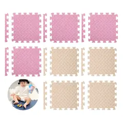 ATURE - Set 8 Bebé Alfombrillas Suelo 10mm 60x60cm -tapiz Piso Goma Rosa Y Beige