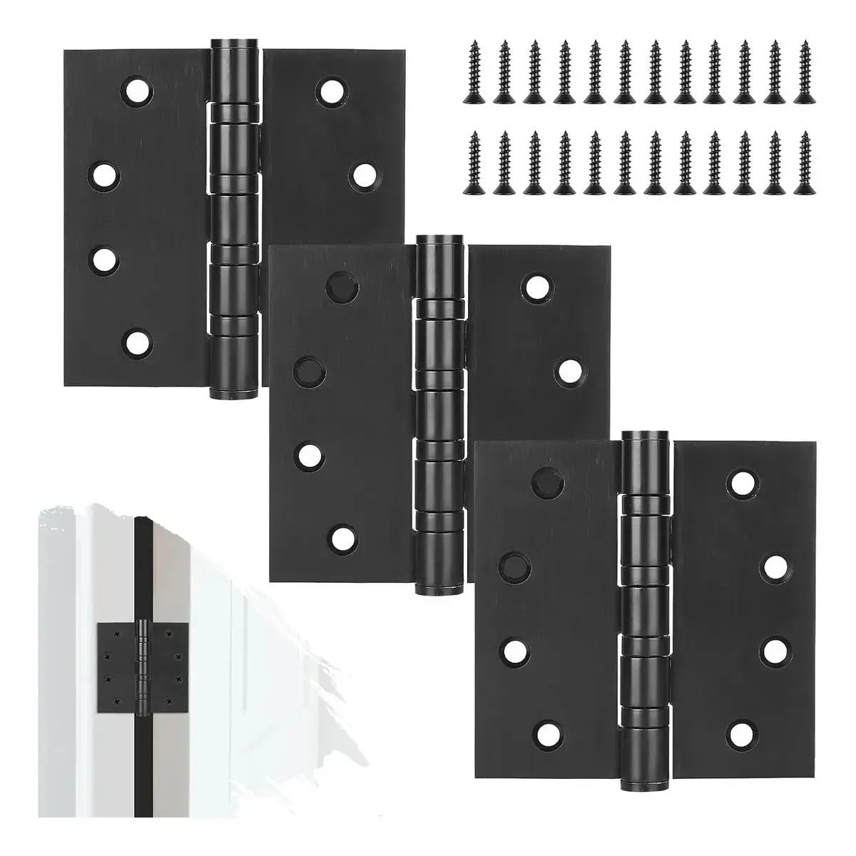 KUANGYE - Pack 3 Bisagras Negras 40x40 Con Rodamientos