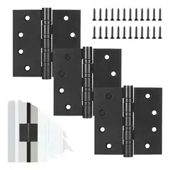 KUANGYE - Pack 3 Bisagras Negras 40x40 Con Rodamientos