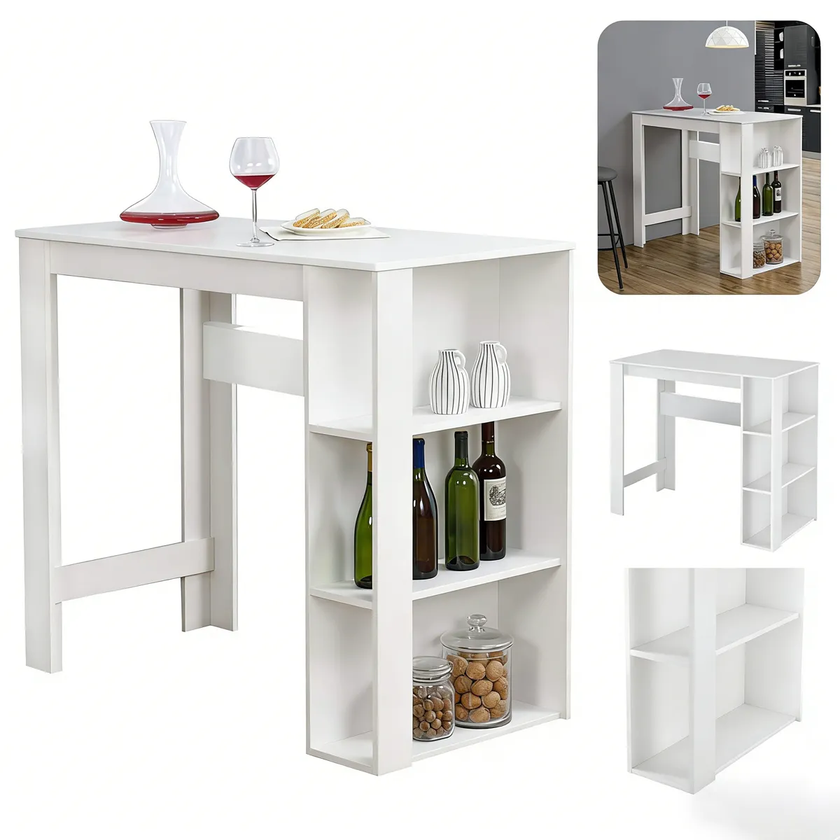 WUWAWDOGA - Mesa Comedor Minimalista Multiusos Para Barra Cocina 1055x120x60cm Blanco
