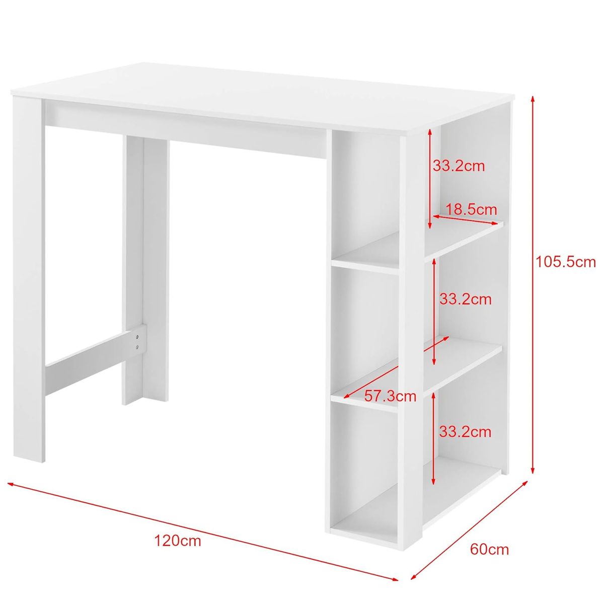 WUWAWDOGA - Mesa Comedor Minimalista Multiusos Para Barra Cocina 1055x120x60cm Blanco