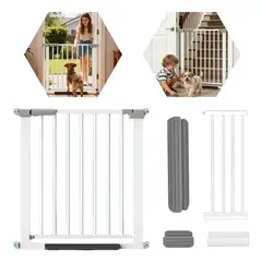 GENERICO - Reja Seguridad Escalera Puerta Para Bebe Mascotas 104-111cm Blanco