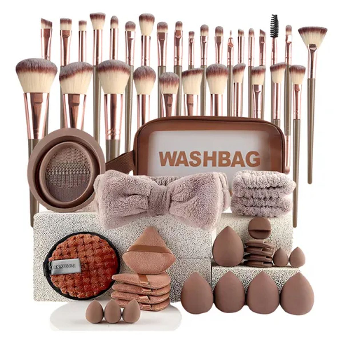 GENERICO - Kit De Maquillaje Profesional 56 Piezas Incluye 30 Brochas  Marrón
