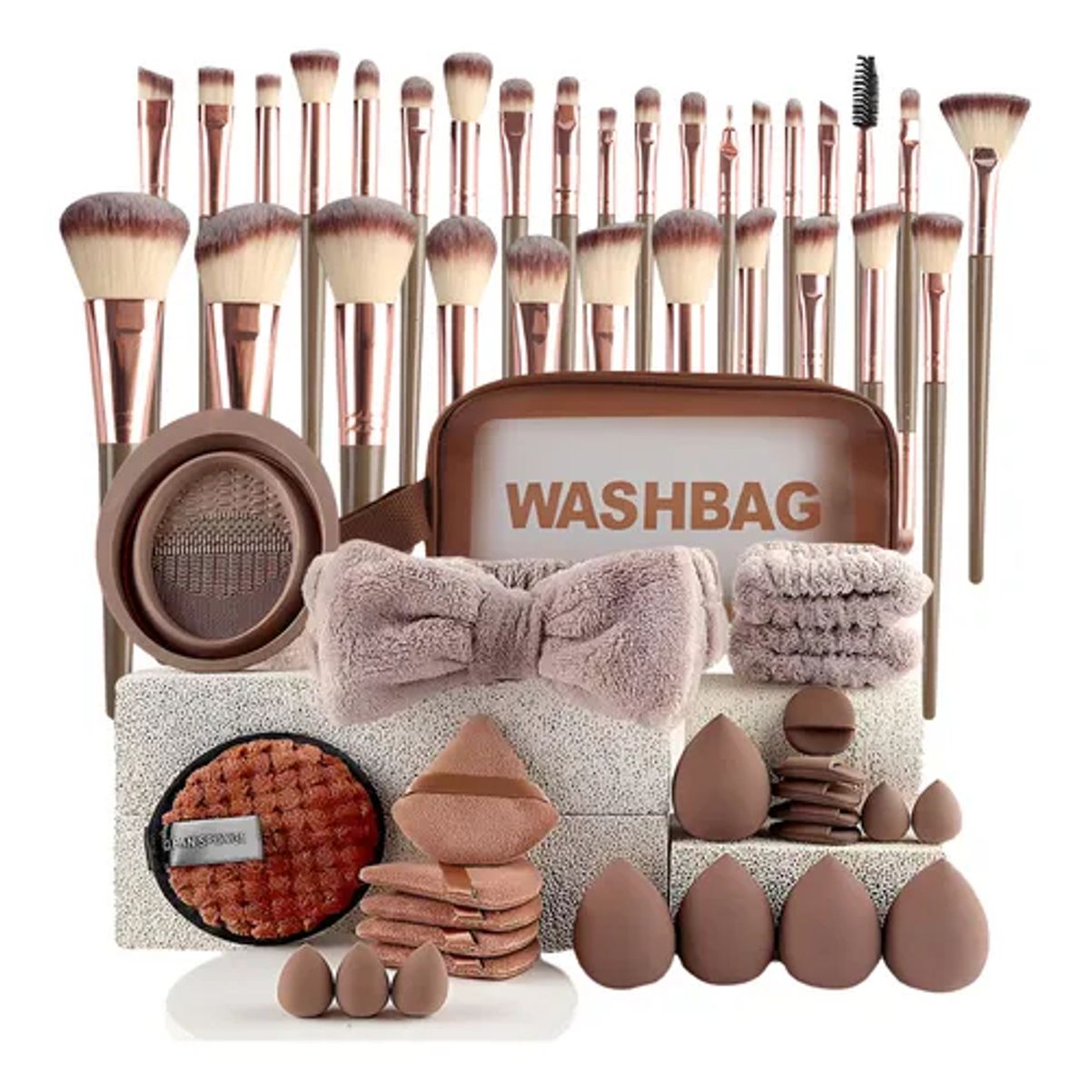 GENERICO - Kit De Maquillaje Profesional 56 Piezas Incluye 30 Brochas  Marrón