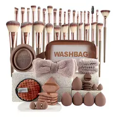 GENERICO - Kit De Maquillaje Profesional 56 Piezas Incluye 30 Brochas Marrón