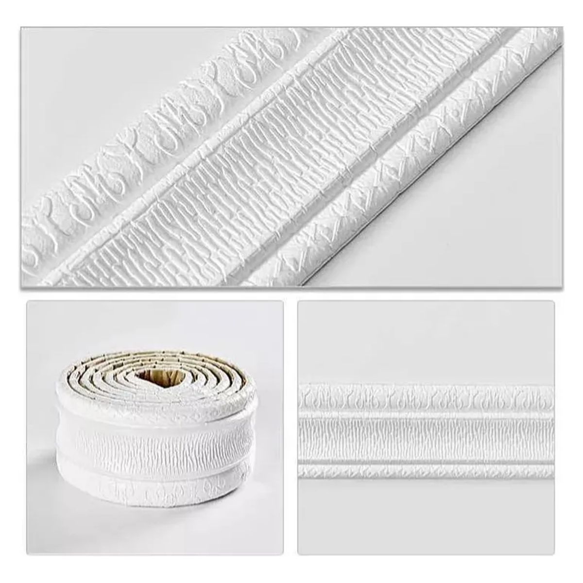 GENERICO - 5 Rollos Guardapolvo Moldura, Cornisa O Zócalo Adhesivo 2.3m Blanco
