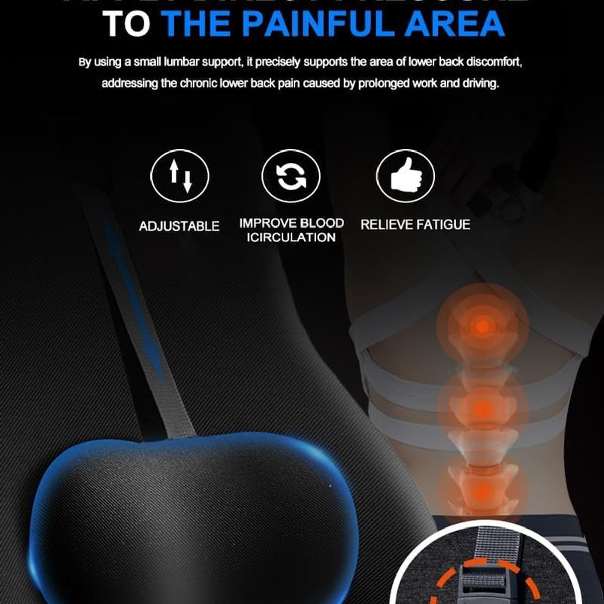 EVERSO - Cojin Soporte Espalda Corrector Lumbar Silla Auto Oficina