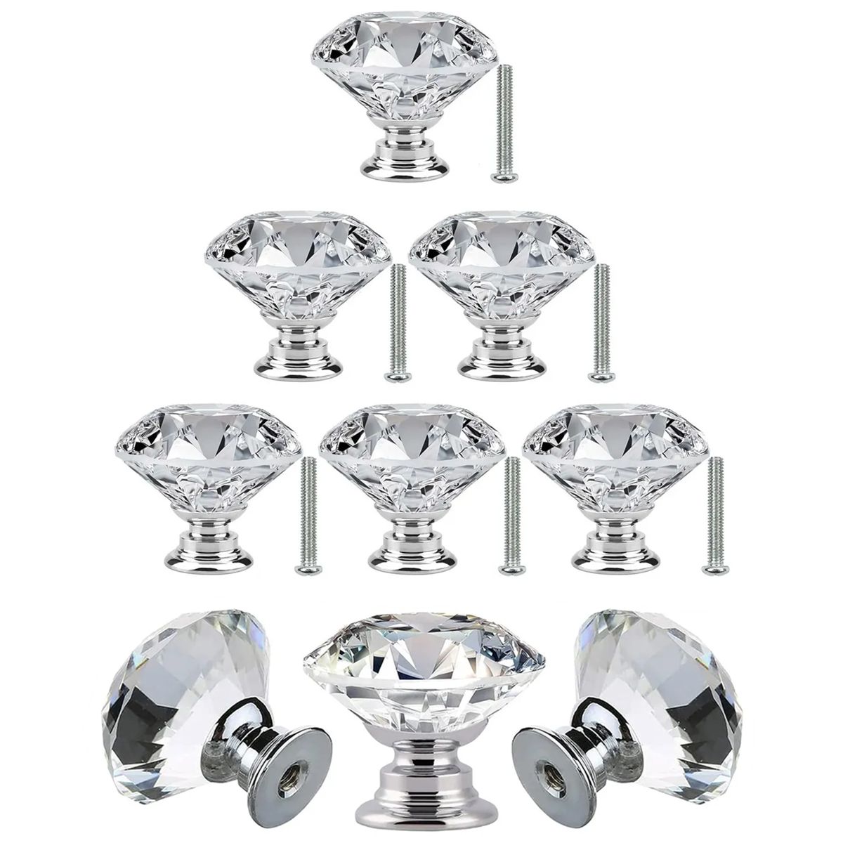 GENERICO - 15 Pomos De Cristal Para Cajones De Tocador De 30mm Transparente