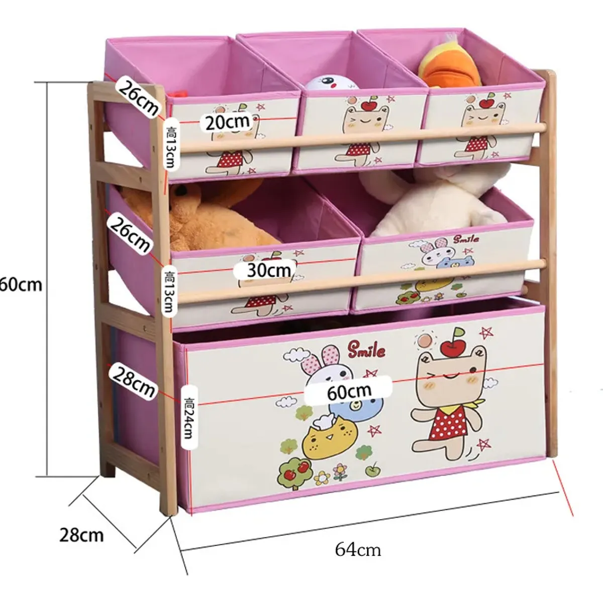 EVERSOLO - Estante Organizador Juguetes De 3 Niveles 64x60x28.5cm