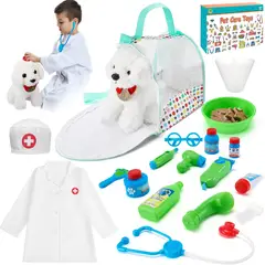 LUKOVEE - Set Veterinario Educativo Juguete Niños Con Maletín 20 Pcs