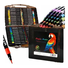 VIDA BUENAS - Set De 80 Colores De Lápices Acrílicos Punta Pincel 2298