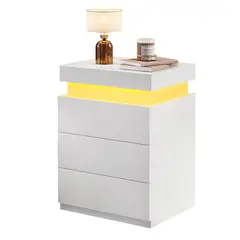 UENMI - Mesita De Noche Inteligente Con 3 Cajones E Iluminación