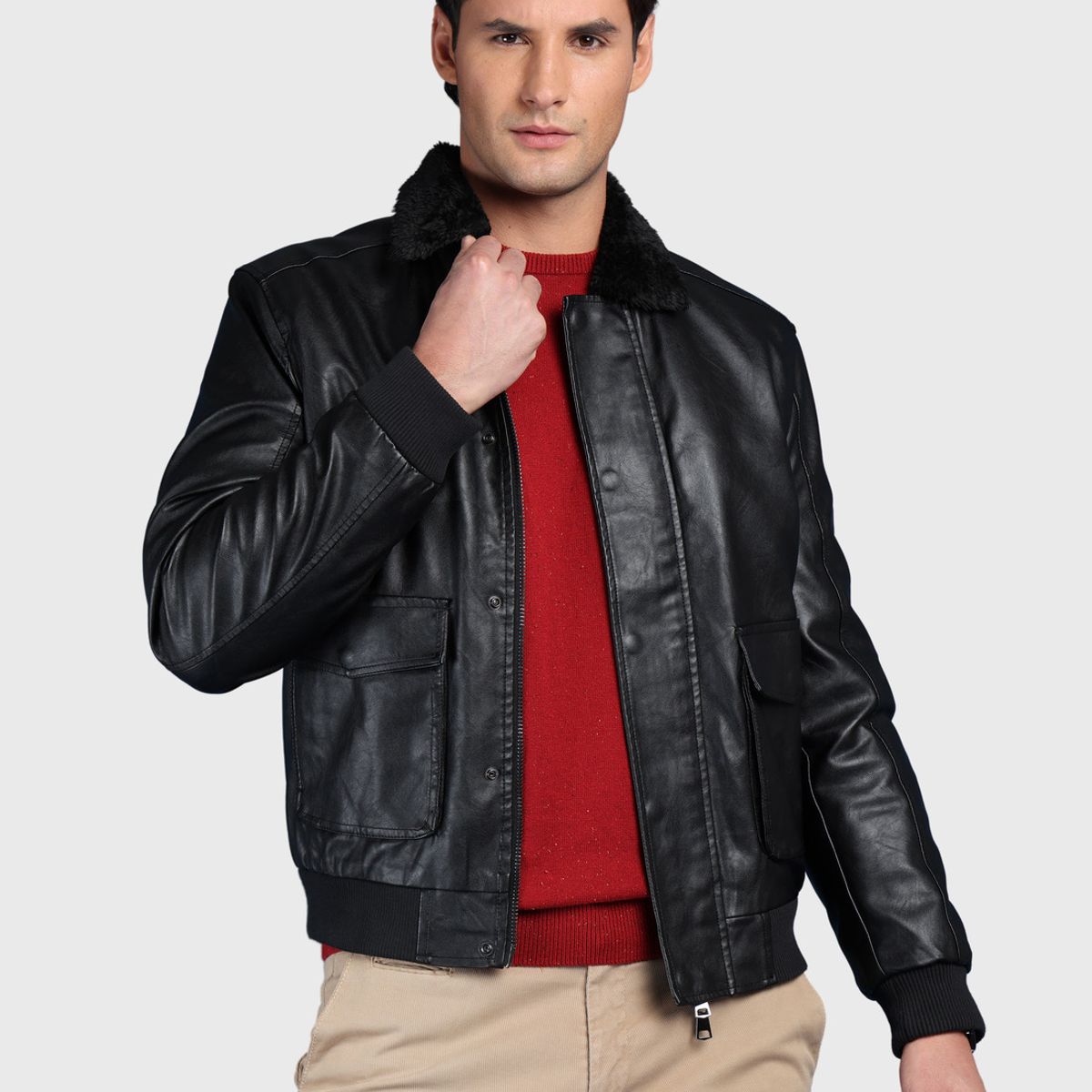 ARROW - Chaqueta Texturada En Pu Slim Fit Negro Arrow ARROW