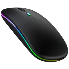 MOTOMO - Mouse Inalambrico RGB Dual USB-Bluetooth Recargable Negro