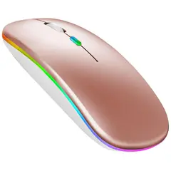 MOTOMO - Mouse Inalambrico RGB Dual USB-Bluetooth Recargable Rosado