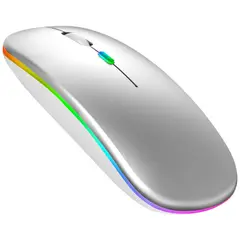 MOTOMO - Mouse Inalambrico RGB Dual USB-Bluetooth Recargable Blanco