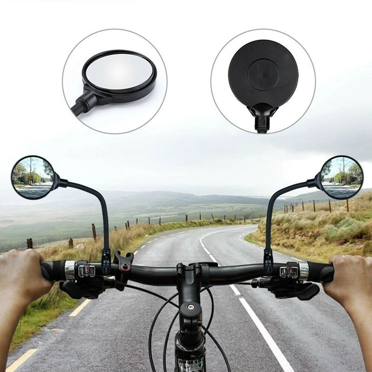 GENERICO - Espejos Redondos Abrazadera Moto Bicicleta Regulables