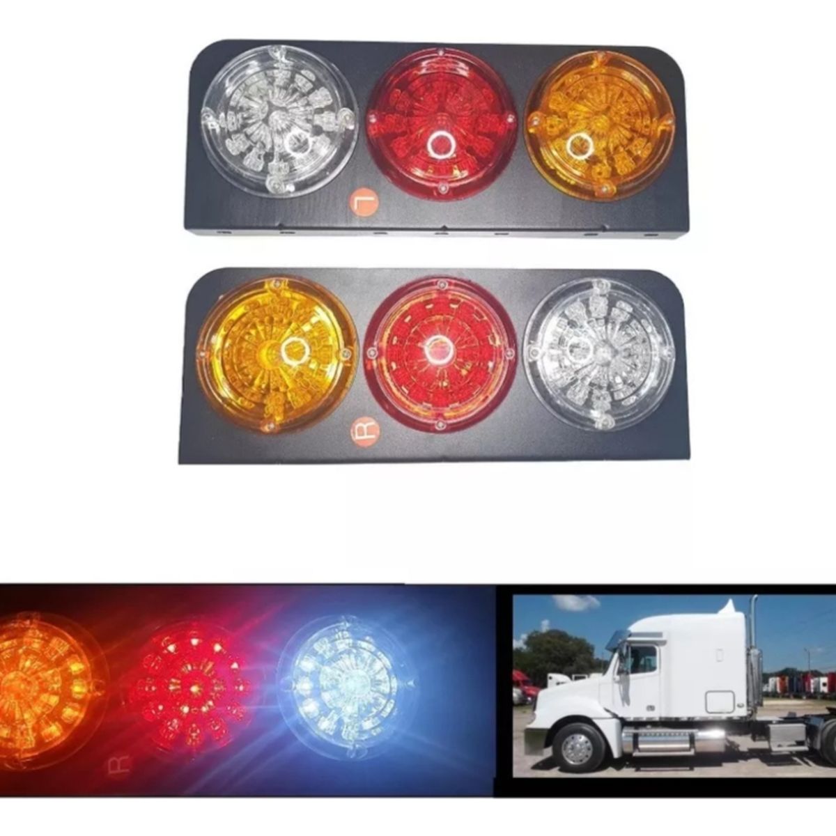 GENERICO - Kit Foco Trasero 64 Led Universal Camion Bus 24v Redondo