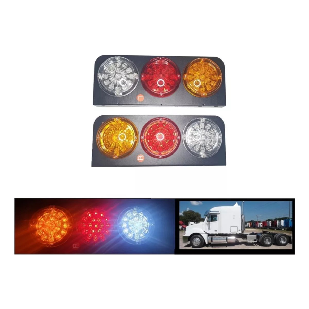 GENERICO - Kit Foco Trasero 64 Led Universal Camion Bus 24v Redondo