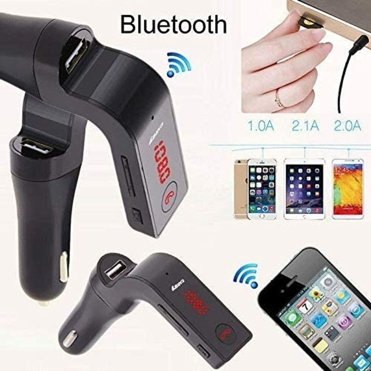 GENERICO - Transmisor Receptor Bluetooth Musica Manos Libre Radio Fm