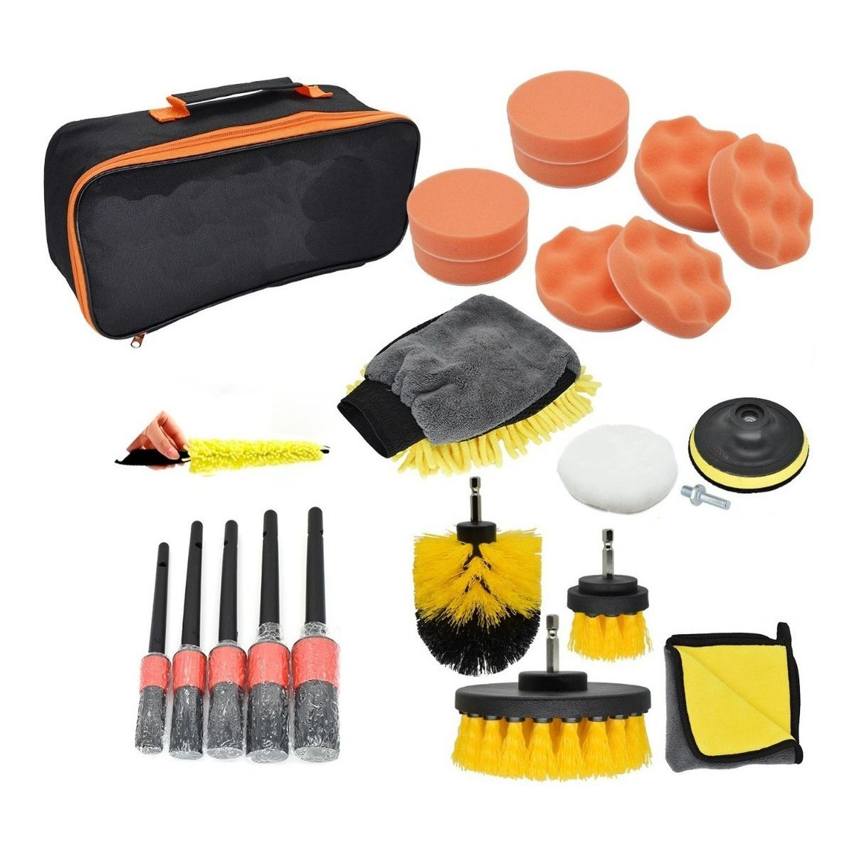 GENERICO - Limpieza De Auto Kit 21 Piezas Interior Exterior Pad Taladro