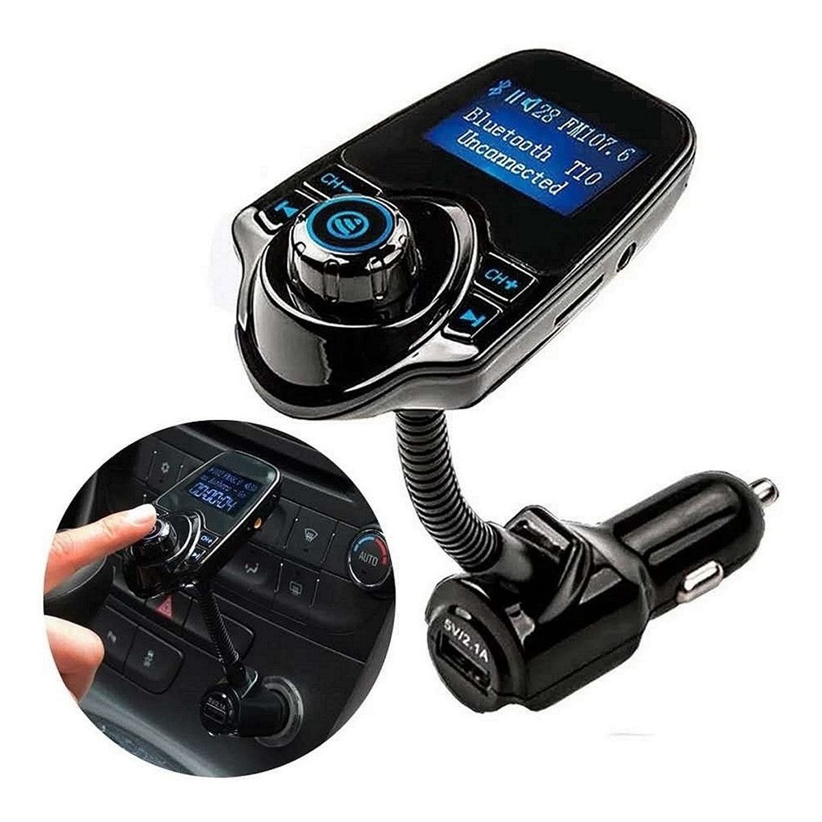 GENERICO - Transmisor Radio Fm Bluetooth Usb Tf Mp3 Wam Cargador Auto